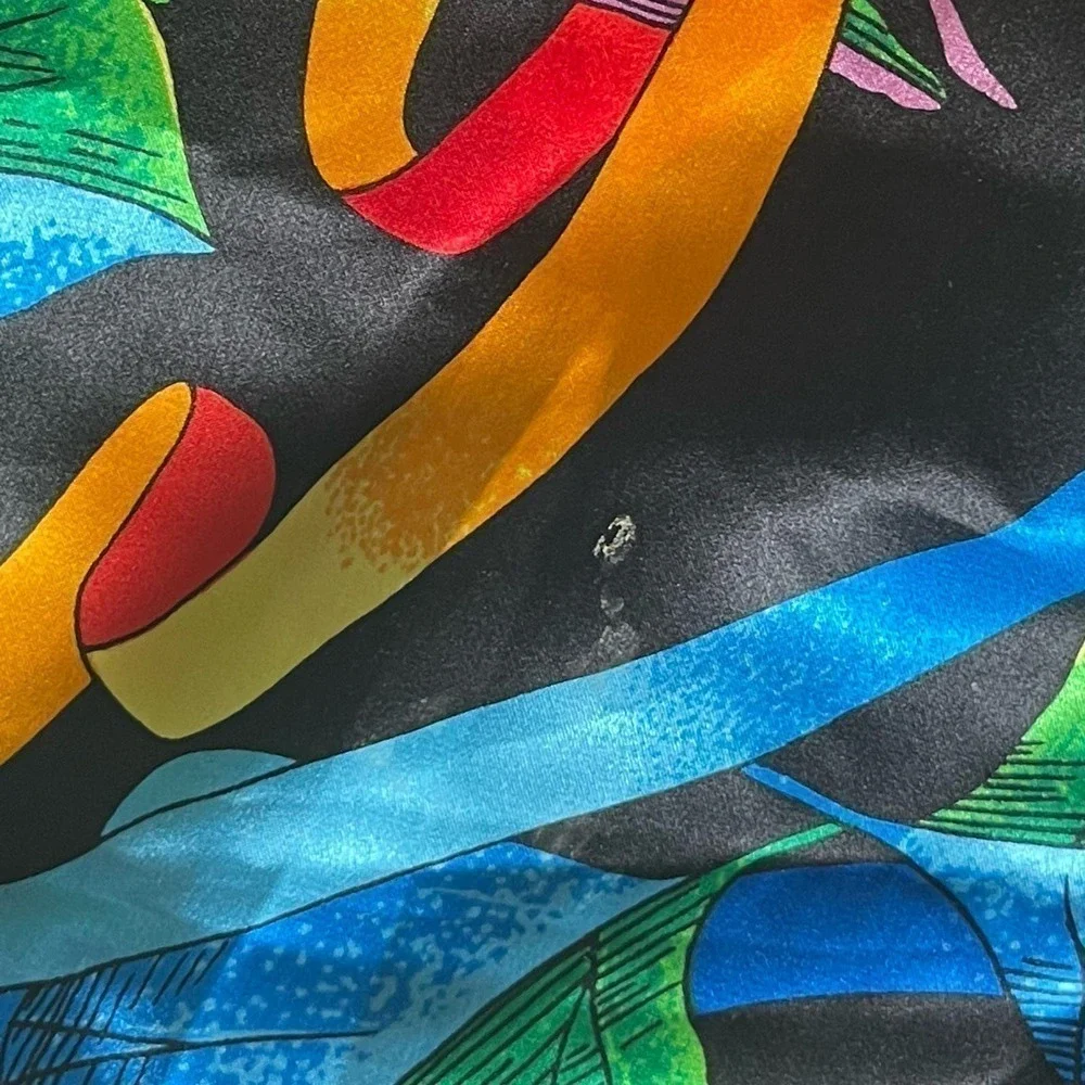 1990s 100% Silk Scarf No Boundaries Collection 34” Square Tropical Vintage